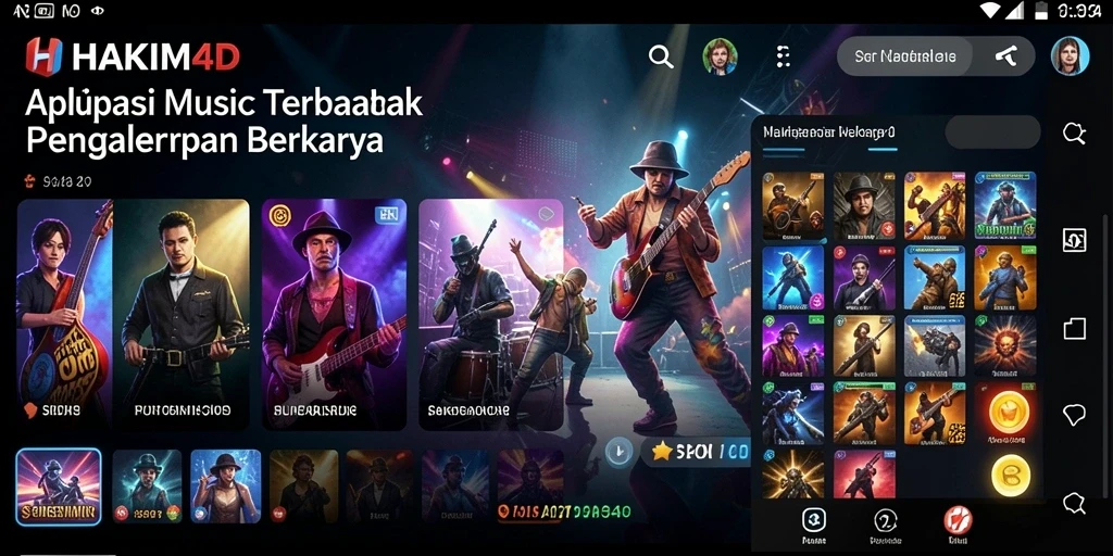 Tampilan antarmuka <strong>HAKIM4D</strong> dengan berbagai alat musiknya.