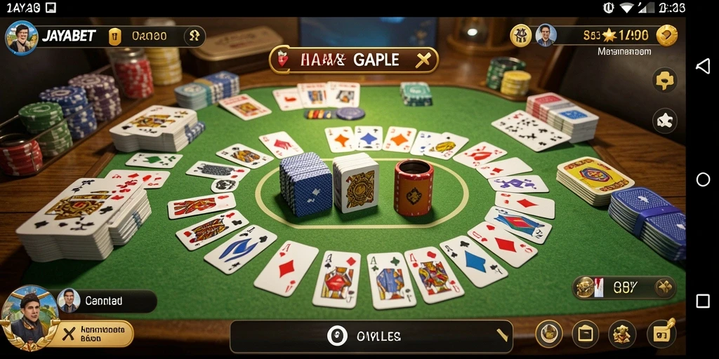 Tampilan gameplay seru dalam JAYABET yang menampilkan semangat Gaple.