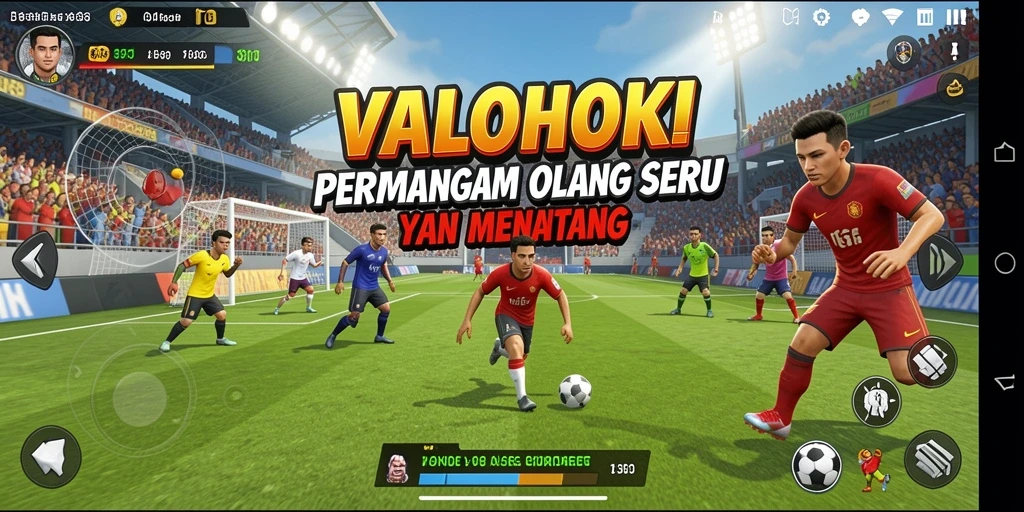Tampilan layar permainan <strong>VALOHOKI</strong> yang penuh aksi dan strategi olahraga.